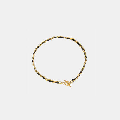 18K Gold-Plated Leather Chain Necklace
