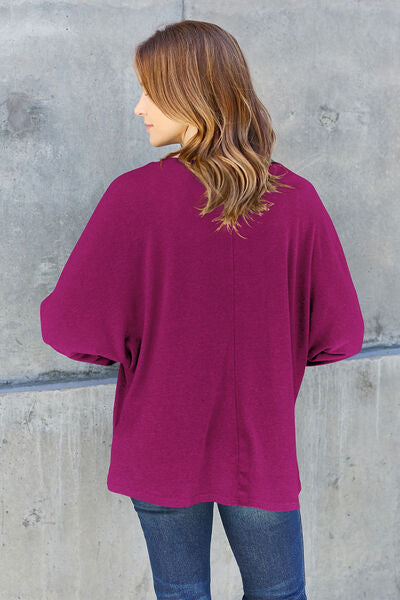 AVAILABLE ONLINE ONLY! Double Take Round Neck Long Sleeve T-Shirt