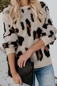 ONLINE EXCLUSIVE! Cheetah Round Neck Knit Sweater