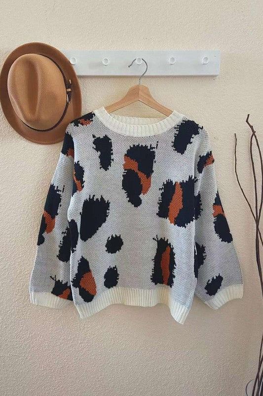 ONLINE EXCLUSIVE! Cheetah Round Neck Knit Sweater