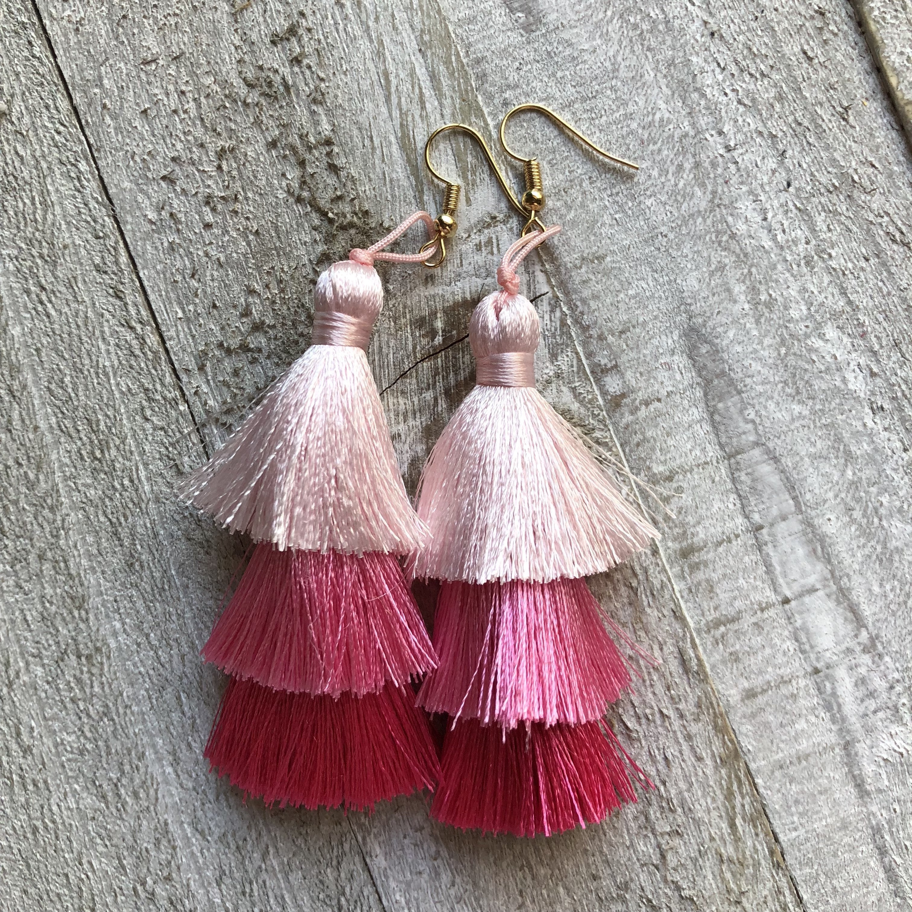 ONLINE EXCLUSIVE! Spring Tassel Earrings Red + Pink + White