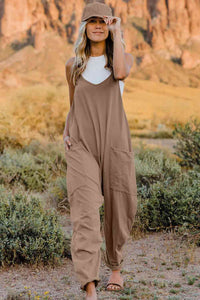 AVAILABLE ONLINE ONLY! Double Take  V-Neck Sleeveless Jumpsuit with Pocket