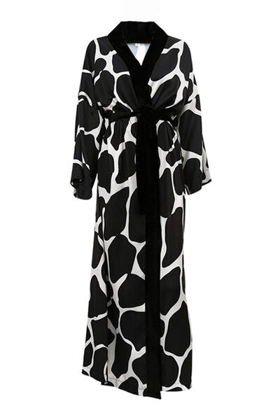 Printed Tie Front Longline Lounge Nightgown